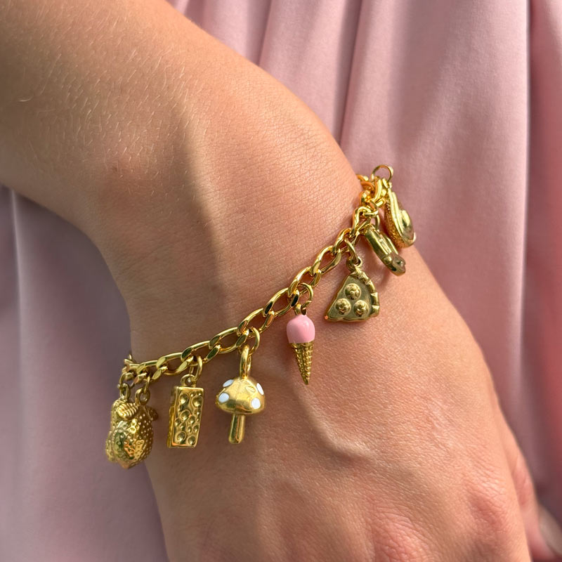 Unique food themed charm bracelet designed in Prague