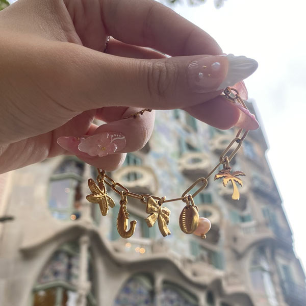 Souvenir bracelet from Charm Bar Prague in Barcelona